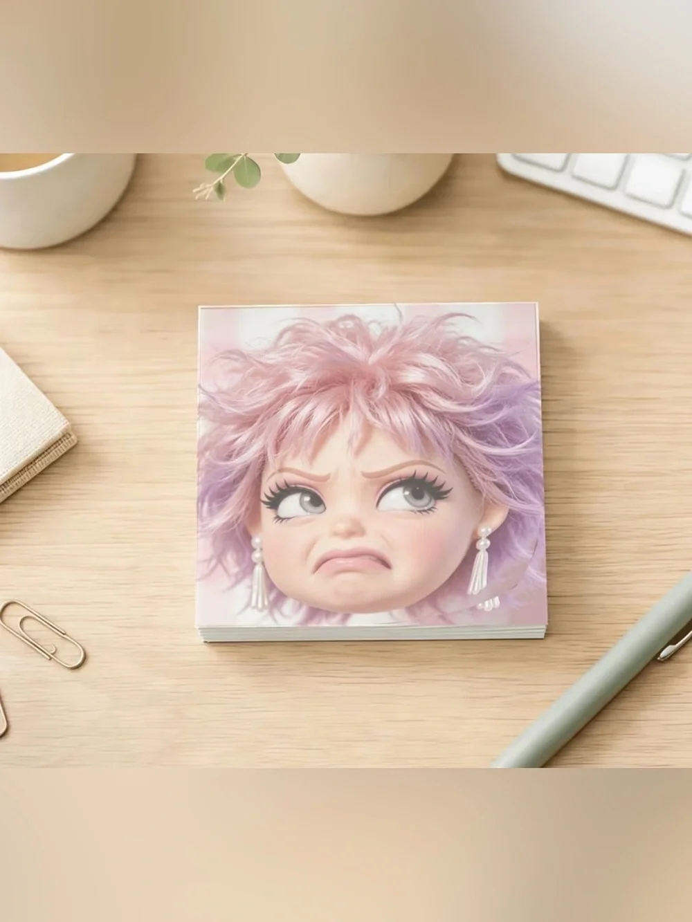 Funny Doll Face Sticky Note Pad 50 Sheets